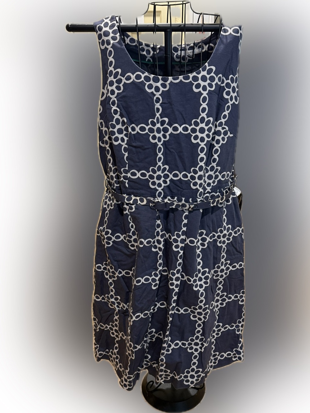 Boden Navy Geometric Belted Women's Dress